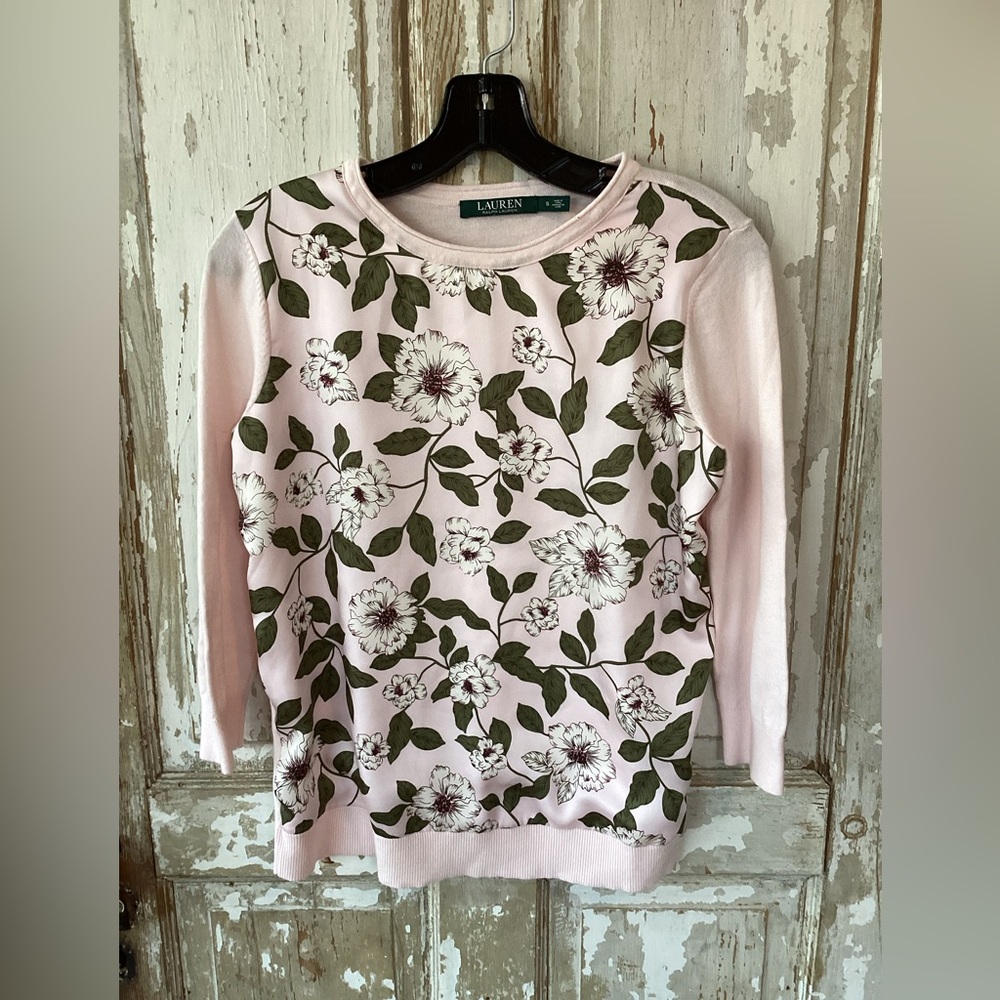 Lauren Ralph Lauren Pink Floral Top - size Small - Beautiful Print!